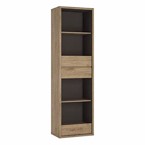 Furniture To Go Shetland Tall Narrow 3 Drawer Bookcase in Shetland Oak Brown