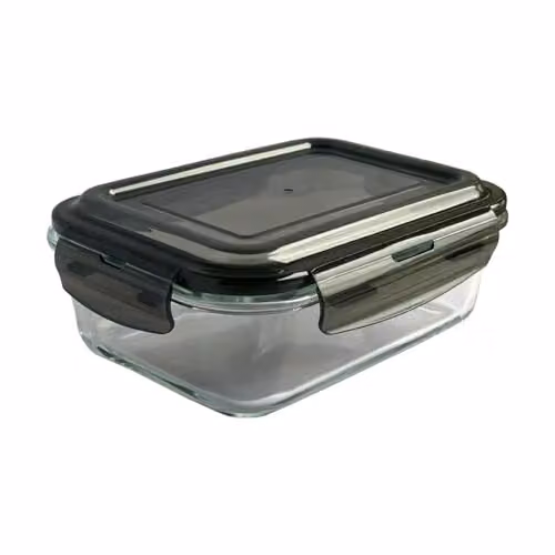 MantraRaj Airtight Glass Food Storage Container with Leakproof Plastic Lid, Transparent, 1100ml – 1