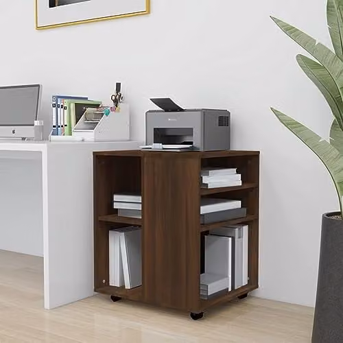 vidaXL Modern Brown Oak Rolling Cabinet with Lockable Castors and MDF Wood Construction for Home Office or Living Room Storage – 2