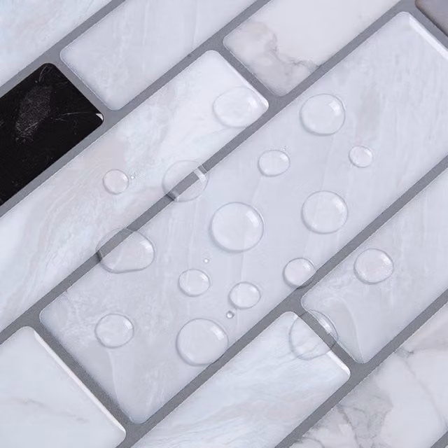 Livingandhome 10-Piece Set of Multi-Colour and Grey Abstract Marble Effect Adhesive Tile Stickers