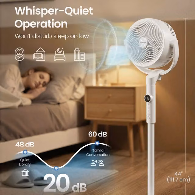 SONGMICS 8-Speed Quiet Oscillating Tower Fan with Remote Control and Timer, White