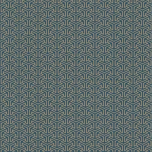 Rasch Majorelle Geometric Abstract Art Deco Non Woven Wallpaper in Gold and Petrol – 1