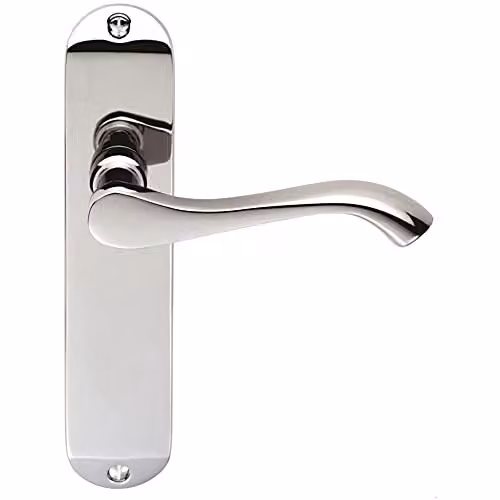 Loops Pair Scroll Lever Door Handle on Latch Backplate, Polished Chrome, W: 18 cm, H: 4 cm