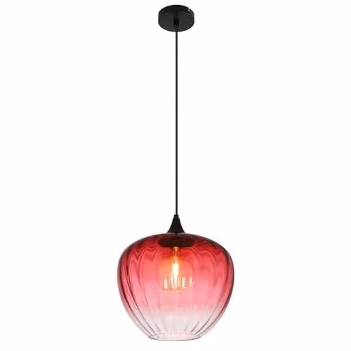Globo Lighting Sander Dome Pendant Light with Red and Black Glass Shade, E27 – 1