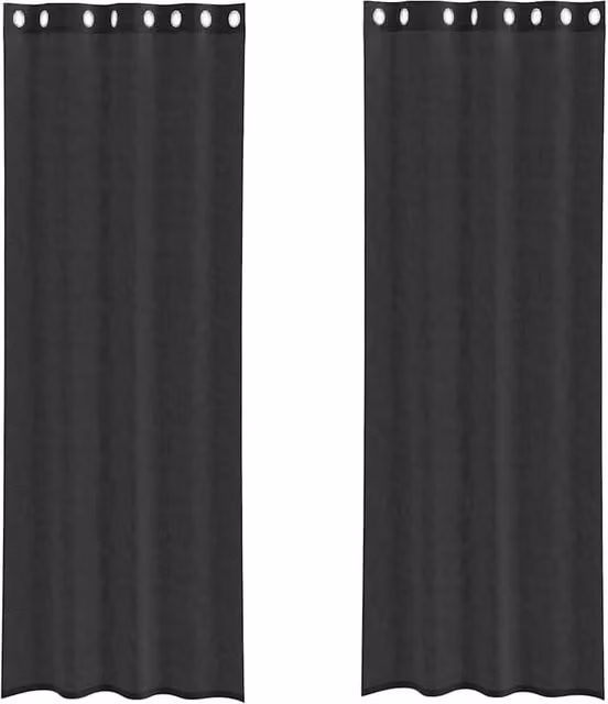 Berkfield Home Black Voile Fabric Panel Curtains with Eyelets, 2 Pack, W: 140 cm, H: 260 cm – 1