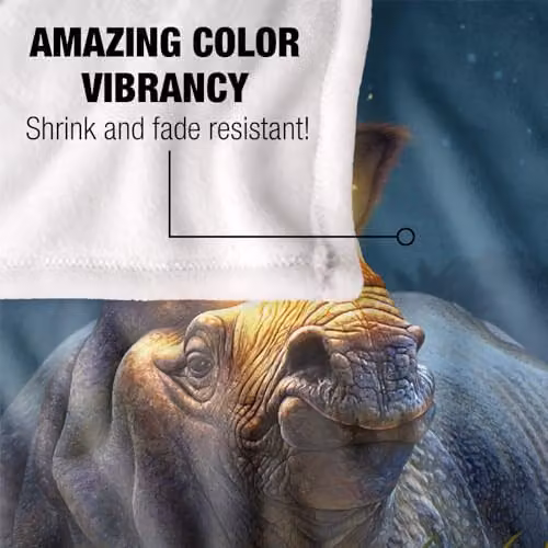 JQ Licensing Jlo Rhino Glowing Horn Super Soft Silky Touch Fleece Throw Blanket, W/D/H: 91 x 147 cm, Blue Multicolour – 3