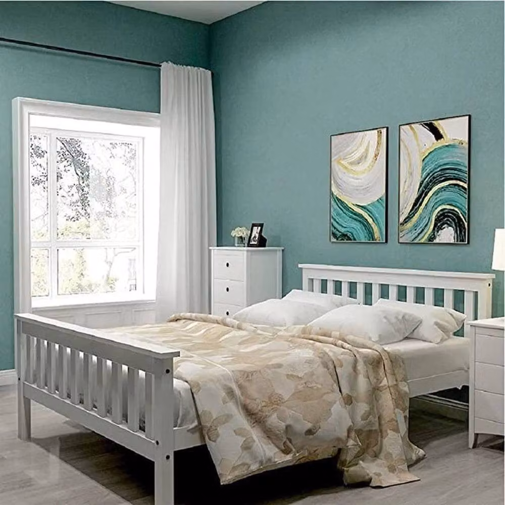 FLAVORA White Solid Pine Wooden Cot Bed Frame, W/D/H: 120 x 200 cm – 2