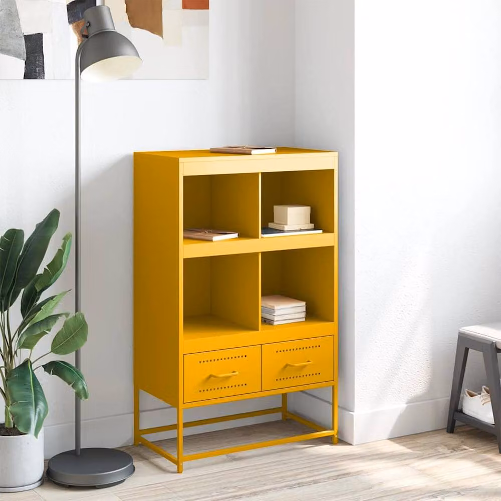 Berkfield Home Modern Mustard Yellow Metal Highboard W/D/H: 68.5 x 39 x 111.5 cm – 3