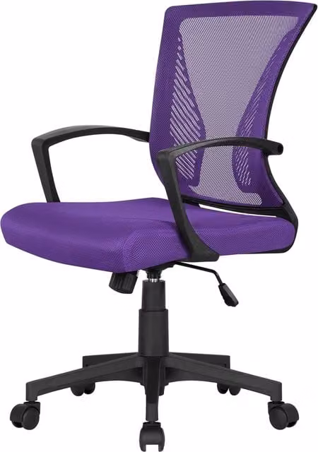 Yaheetech Ergonomic Adjustable Swivel Office Chair with Armrests and Castors, Purple