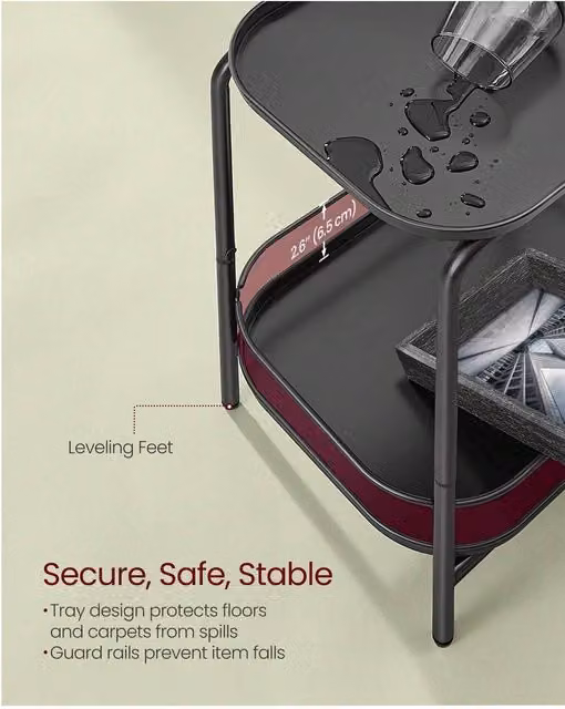 VASAGLE Modern 2-Tier Side Table in Black