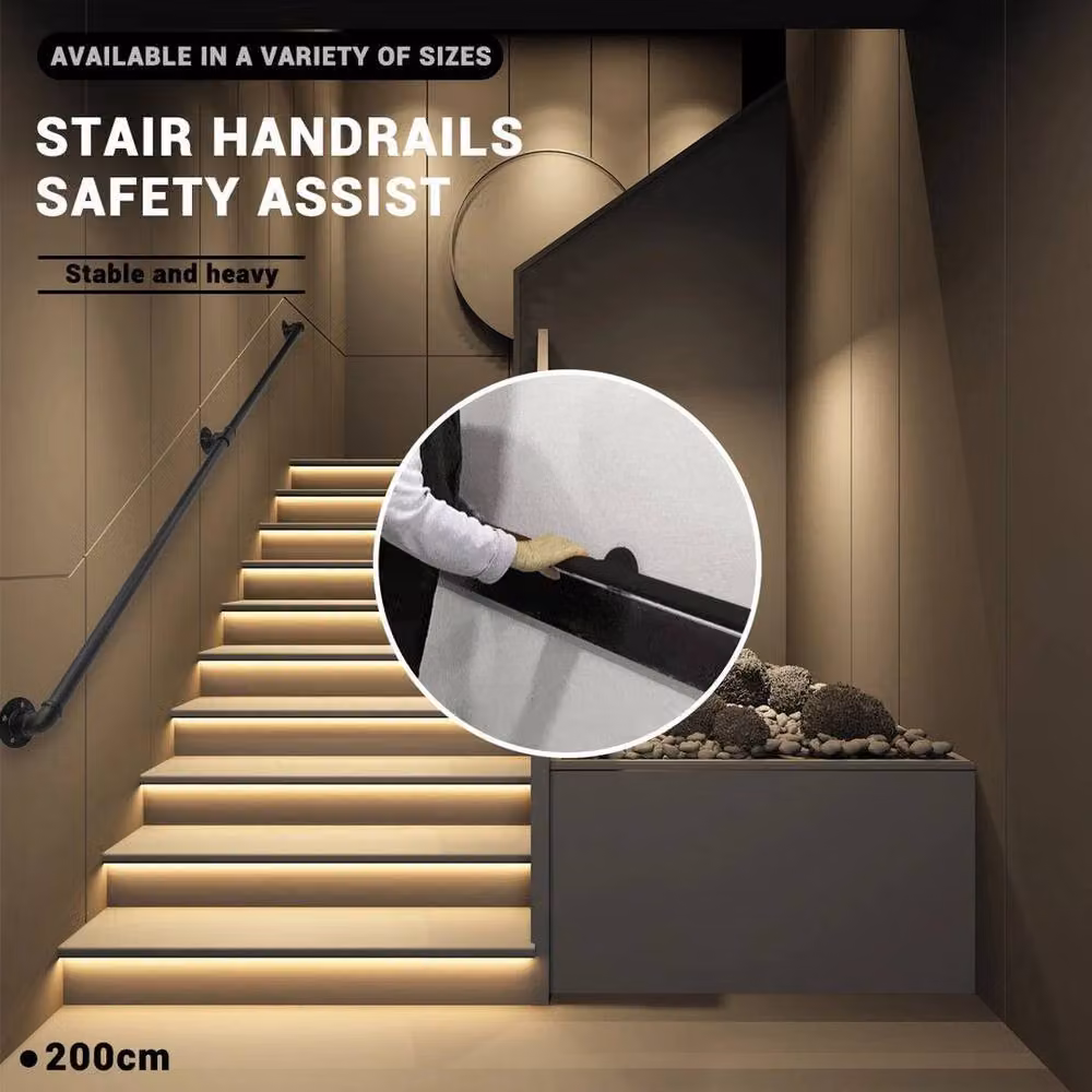 PAWNORA 200cm Round Stair Rail Grab Handrail in Black – 4