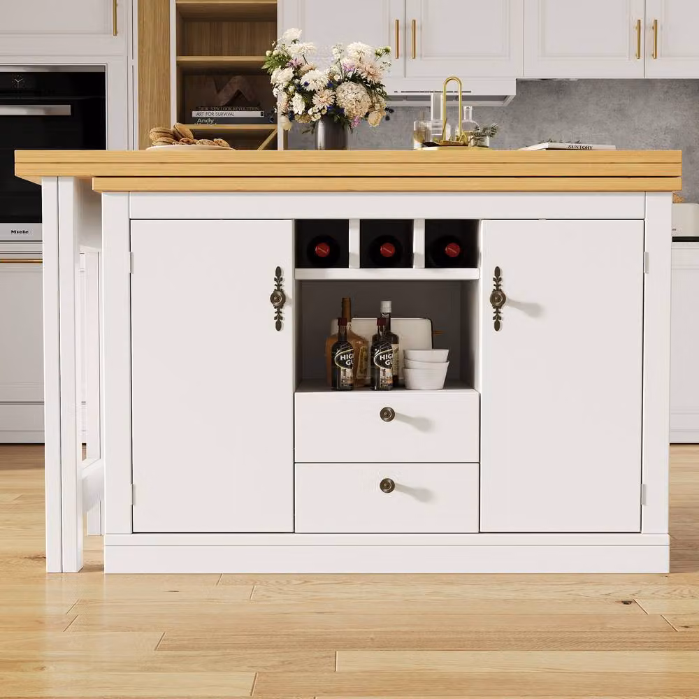 Rolipo Extendable 360 Swivel Bar Table with Storage, White – 5