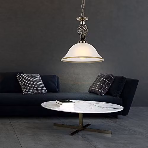 Globo Lighting ODIN Suspended Dome Pendant Light in Brass and White Glass – 4