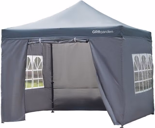 Gr8 Garden Commercial Grade Heavy Duty Waterproof Pop Up Gazebo in Grey