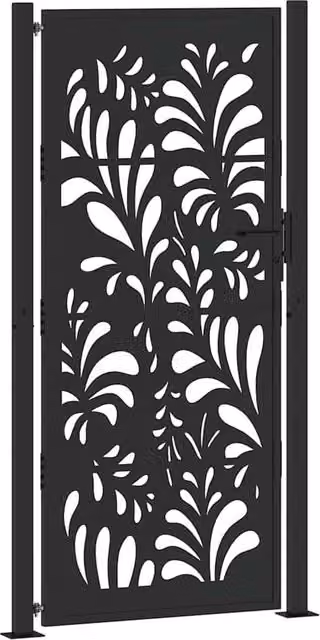 Berkfield Home Black Steel Wave Design Garden Gate W: 105 cm, H: 205 cm – 1