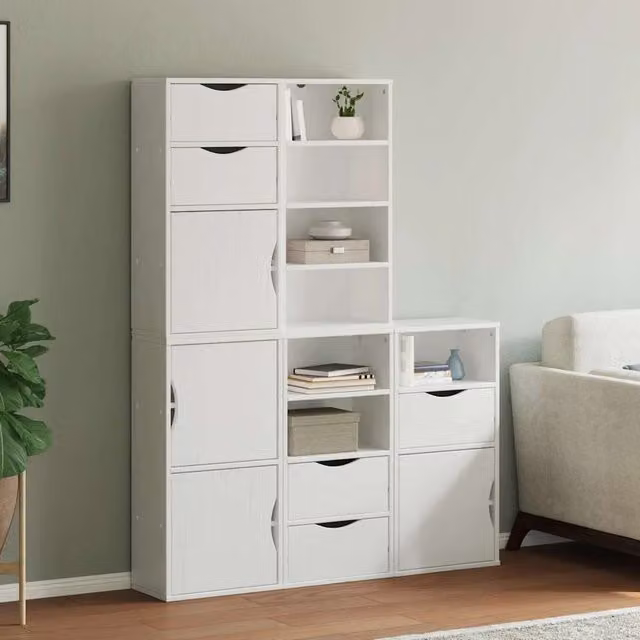 Berkfield Home ODDA Side Cabinets, 5 Piece Set in White Solid Wood Pine, W: 40 cm, D: 24 cm, H: 79 cm
