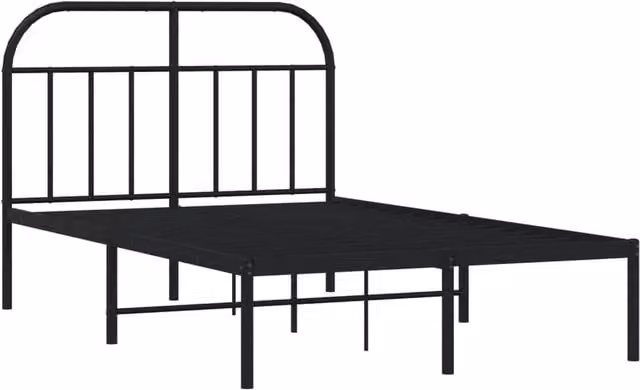 Berkfield Home Metal Bed Frame with Headboard in Black, Small Double 120 x 190 cm
