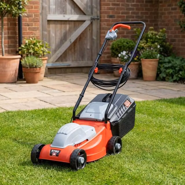 Ryno 1200W Electric Lawn Mower with Collection Bag, Orange
