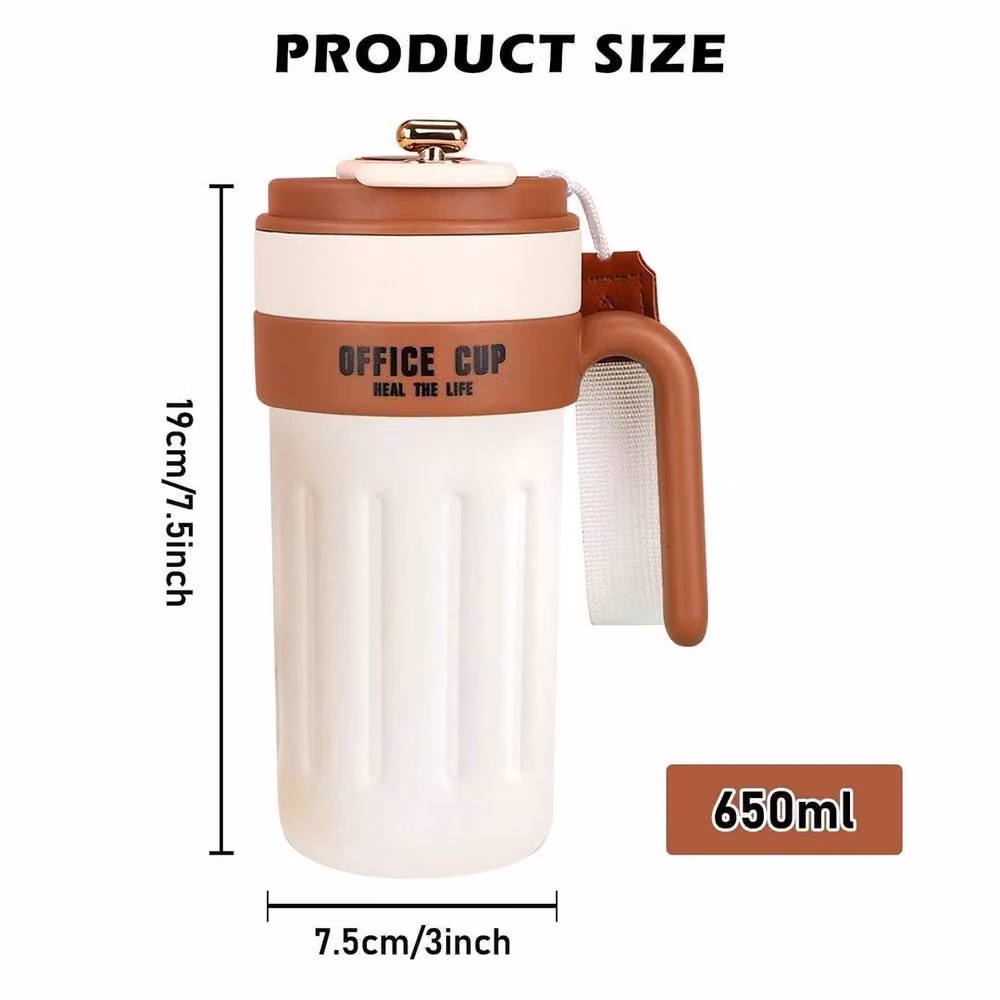 FLAVORA Beige Insulated Travel Coffee Mug Thermal Vacuum Flask – 3