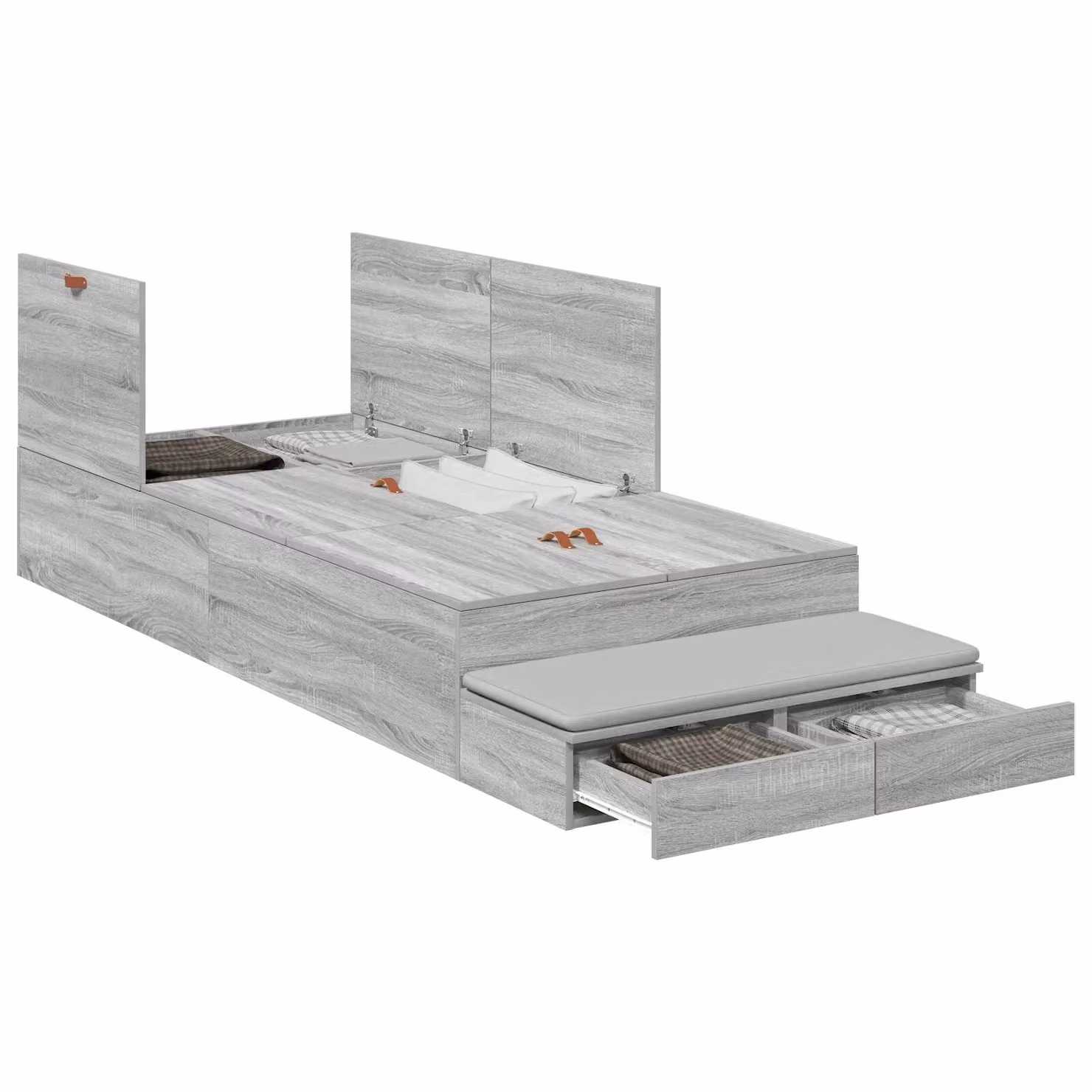 Berkfield Home Grey Sonoma Storage Bed Frame with Drawers W: 80 cm, L: 200 cm – 2
