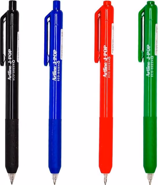 Artline Eco-Green J-Pop Gel Pen Pack of 4 in Assorted Colours