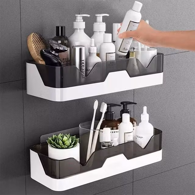VOGREX 2-Piece Removable Bathroom Shower Shelf Rack Storage in White – 1