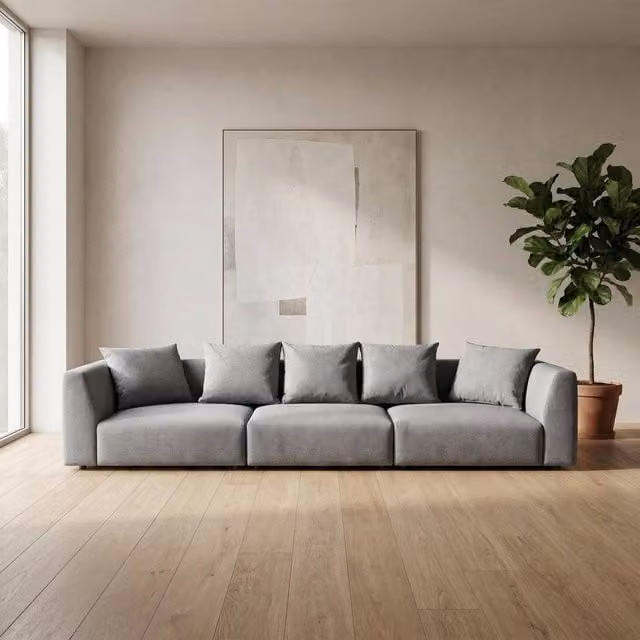 Abakus Direct Tokyo 5 Seater Sofa in Grey Brushed Tweed Fabric with Deep Seats – 1
