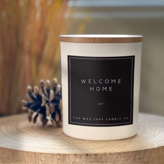 The Wax Leaf Candle Co Welcome Home Cupcake Scented Gourmand Tabletop Candle in Black and White