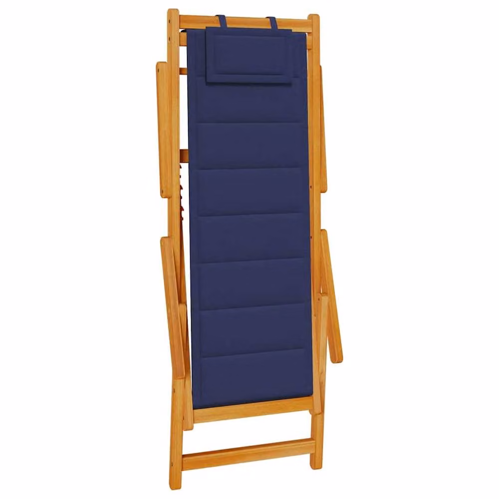 Berkfield Home Folding Beach Chair with Armrests in Blue Acacia Wood and Textilene – 3