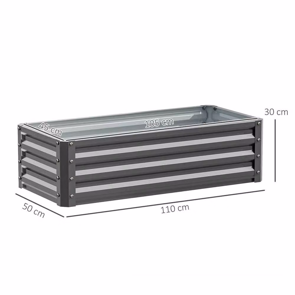 NESTLUNE Set of 2 Galvanised Steel Raised Garden Planter Boxes, Light Grey – 2