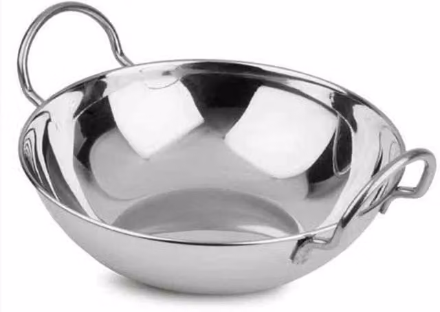 KDMD Stainless Steel Curry Serving Dish with Handle, 21 cm, Silver Mirror Finish