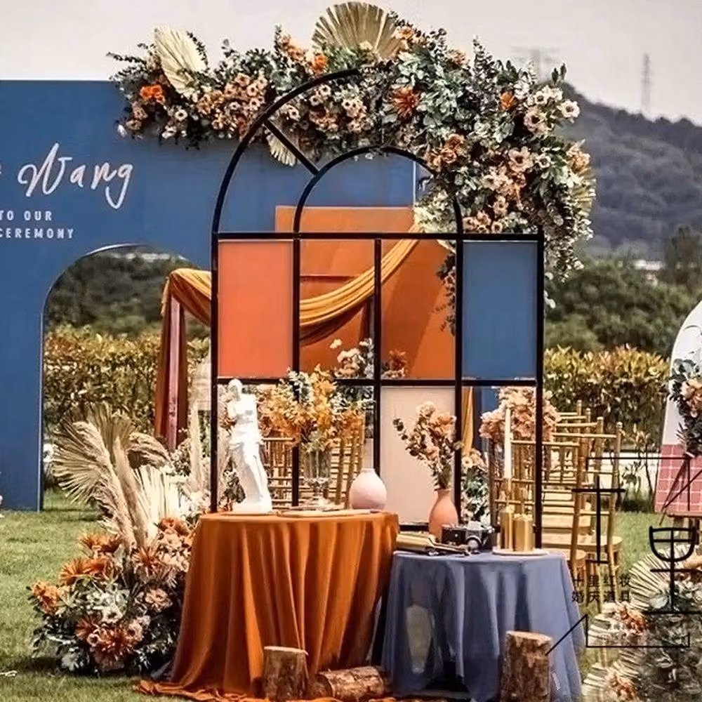 FLAVORA Black Large Wedding Arch Door Backdrop Stand – 5