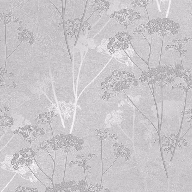 I Love Wallpaper Olivia Floral Metallic Glitter Wallpaper in Silver, Width: 33 cm