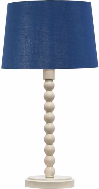 First Choice Lighting Bobbin Table Lamp with Blue and Silver Fabric Shade