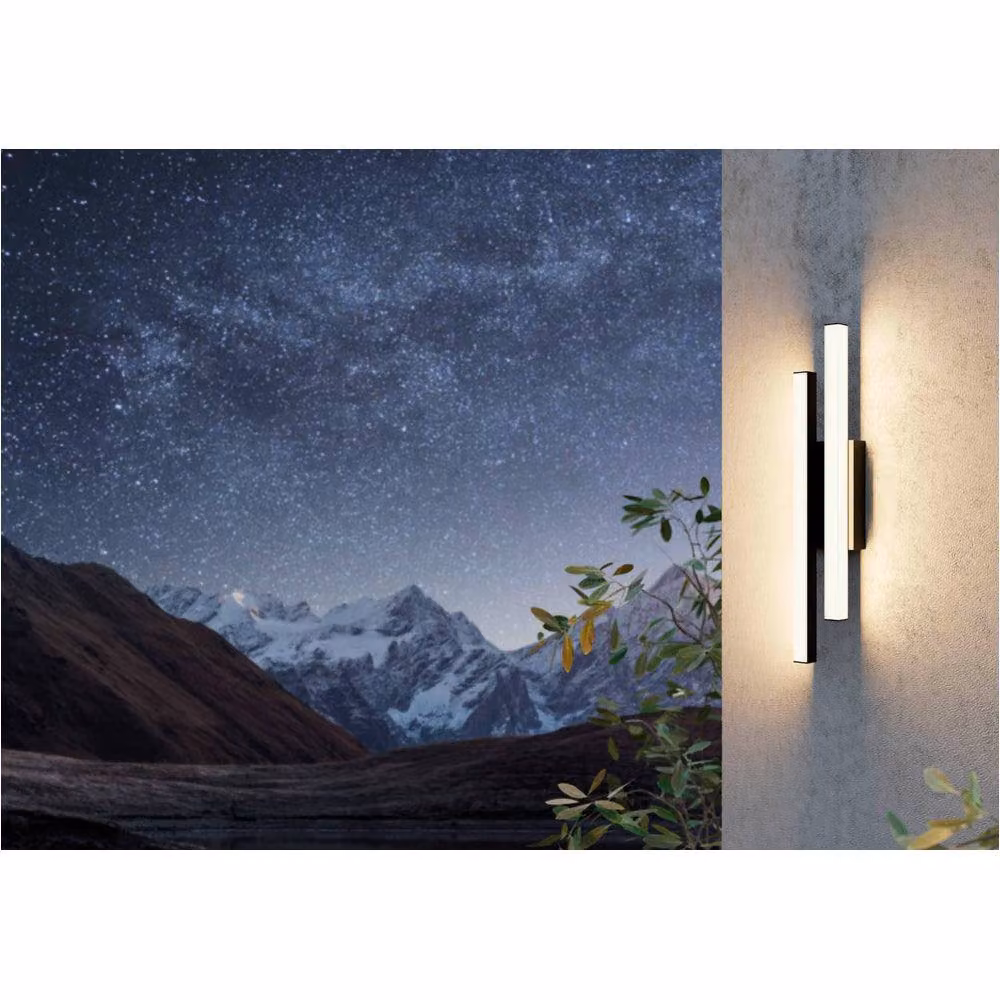 Loops Modern Black LED Up and Down Wall Light – 3