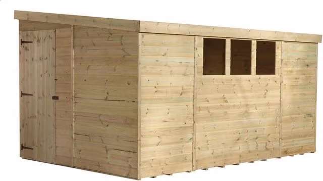 Empire Sheds Empire 3000 Pent Garden Shed in Green with Single Door and 3 Windows
