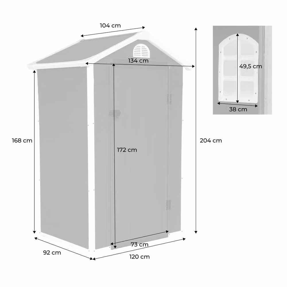 sweeek Plastic Garden Shed with Single Door and Window in Dark Grey, 1.39 m² – 3