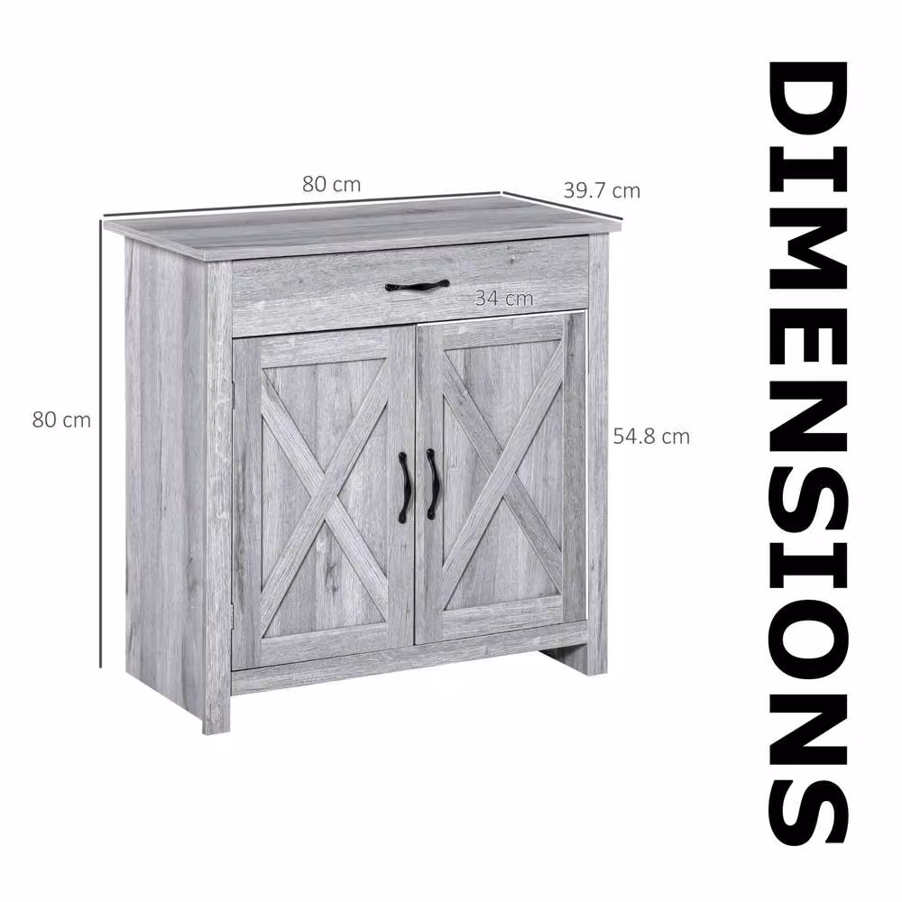 FURNOS Industrial Multipurpose Sideboard Buffet Cabinet with Drawer, Grey – 3