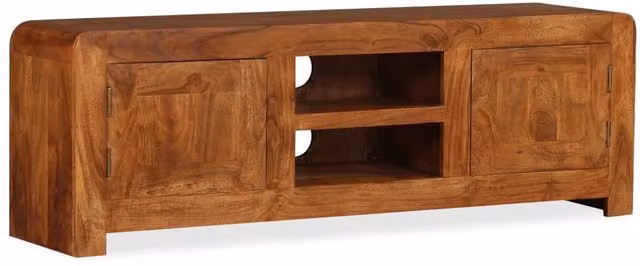 Berkfield Home Solid Acacia Wood TV Cabinet in Brown with Honey Finish, W/D/H: 120 x 40 x 30 cm