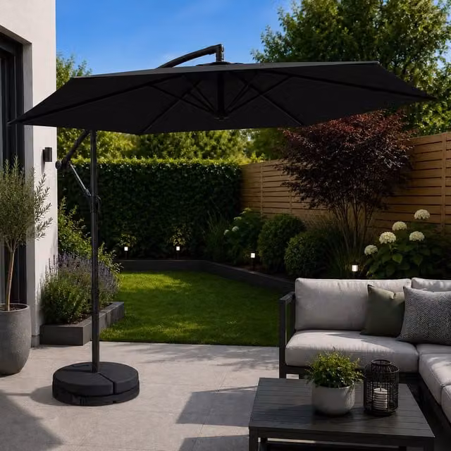 Samuel Alexander 3m Cantilever Banana Garden Parasol with Crank Handle in Black