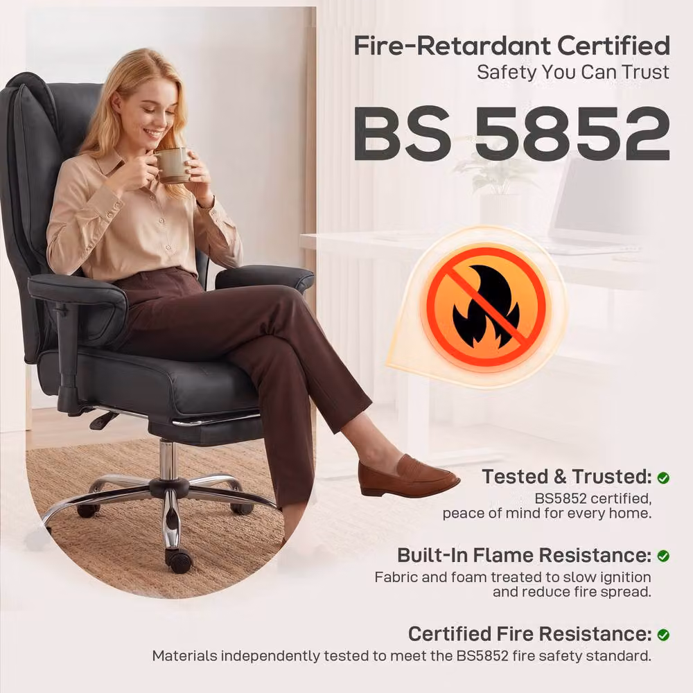 STILVORA Black Synthetic Leather Executive Office Chair with Footrest and Headrest – 10