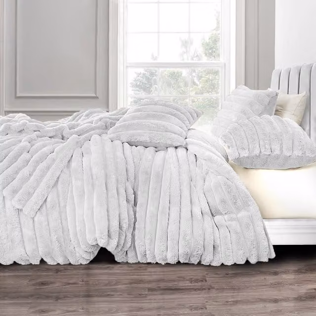 Velosso White Plush Supersoft Jumbo Cord Cosy Bedding Set, W/D/H: 180 x 200 cm