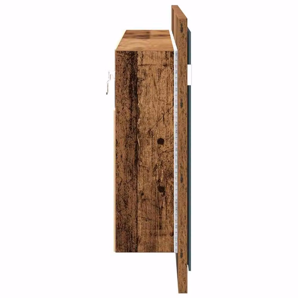 Berkfield Home LED Mirror Cabinet in Brown Old Wood, W/D/H: 100 x 12 x 45 cm – 5