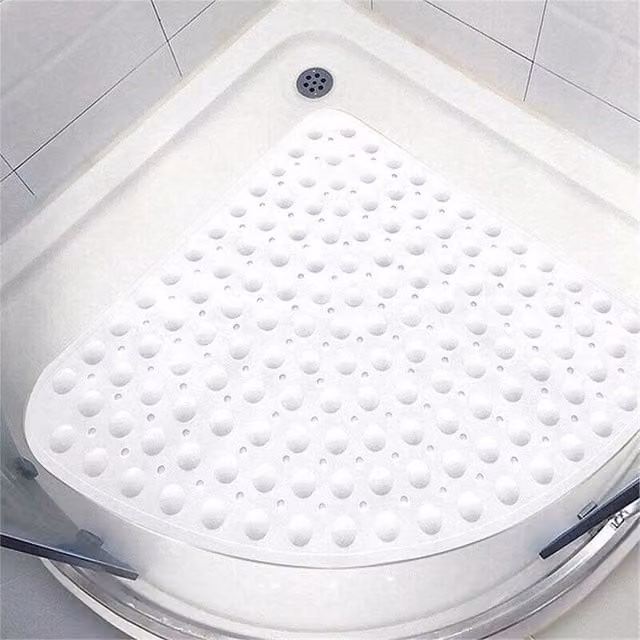 NESTLUNE Non-Slip Sector Rubber Shower Mat in White