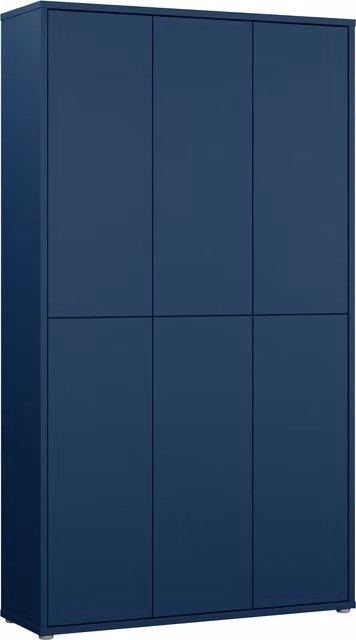 Furniture To Go Alice Springs Shoe Cabinet with 6 Push-Open Doors in Artisan Oak and Night Blue