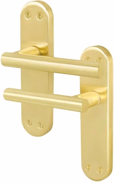 AFIT T-Bar Satin Brass Internal Latch Backplate Handles, Gold, Pack of 2 – 1