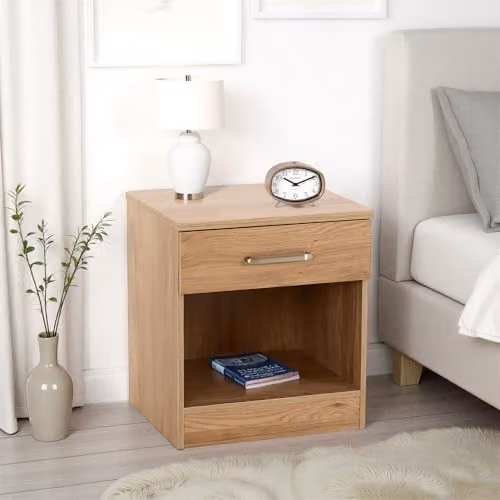 Seconique Dakota 1 Drawer Bedside Table in Oak Effect – 2