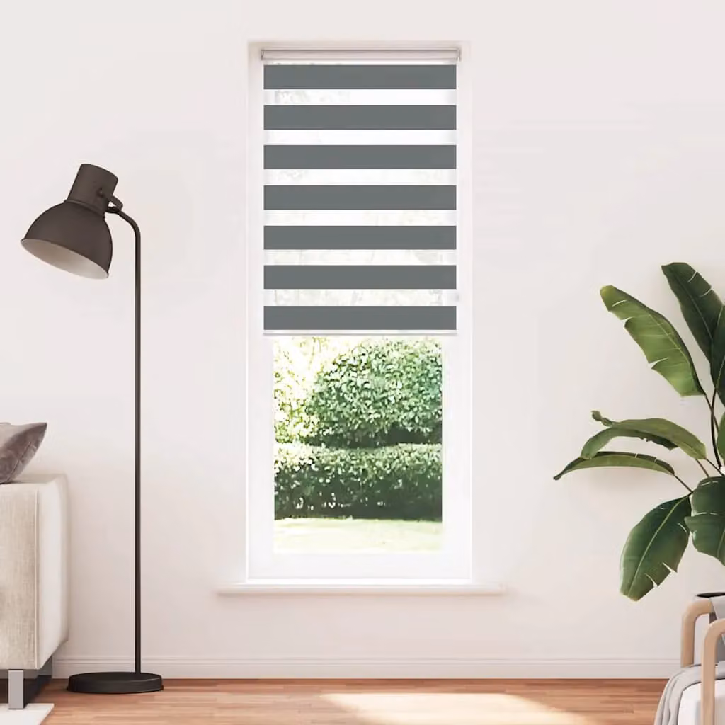 Berkfield Home Zebra Day and Night Blind in Dark Grey, W: 80 cm, H: 230 cm – 2