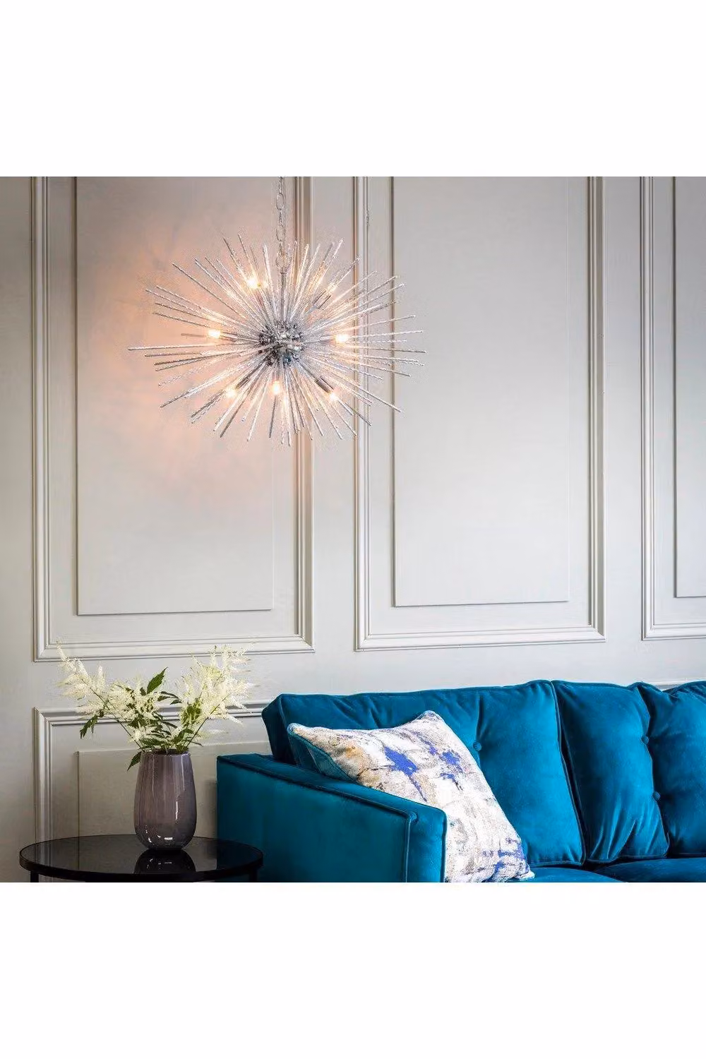 Netlighting Lena 9 Light Spherical Pendant in Grey and Chrome with G9 Base – 2