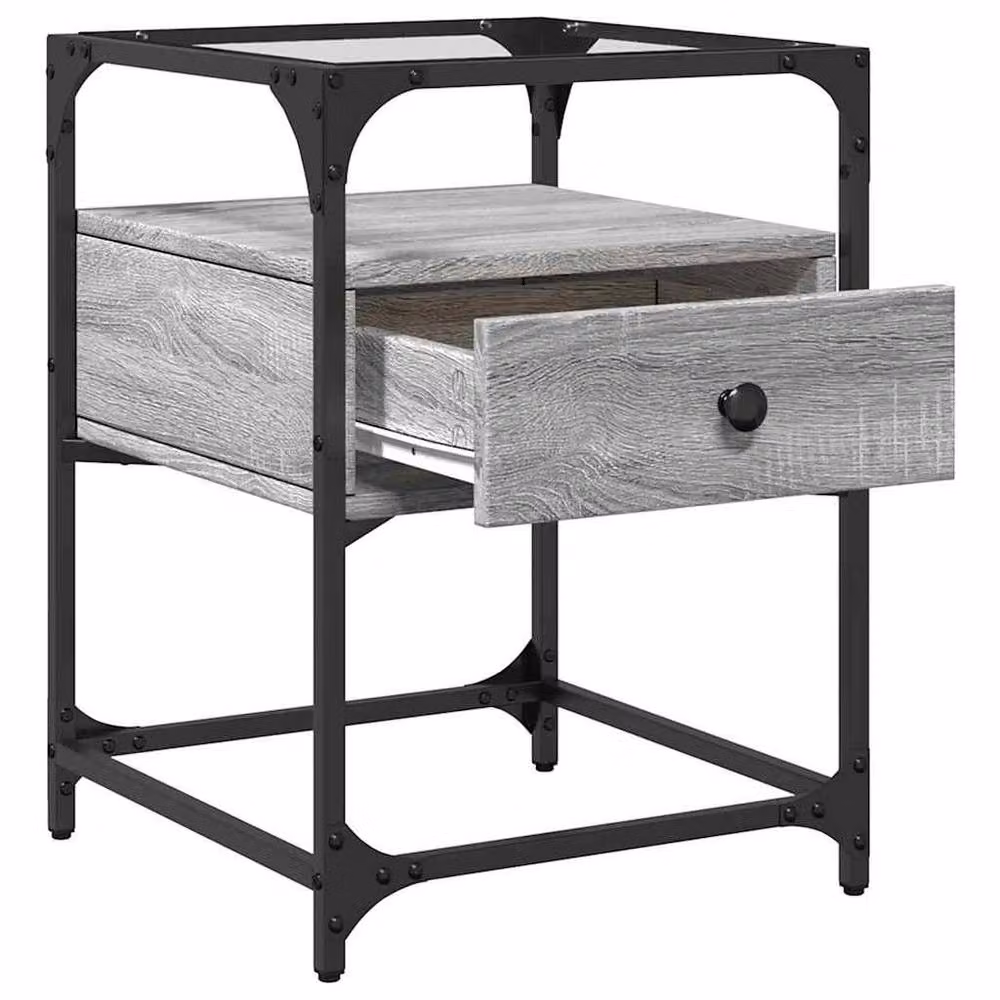 Berkfield Home Decorative Bedside Cabinets, 2 Piece Set in Grey Sonoma, W/D/H: 40 x 40 x 55 cm – 6